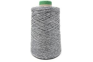 CHICCA TUTTO MODA Rocca catenella Filato da Uncinetto o Ferri 250 gr - 850 mt glitterato per abbigliamento (Grigio Argentato)