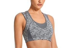 SYROKAN Women's High Impact Support Full Cup Gym Racerback Sports Bra Crop Top