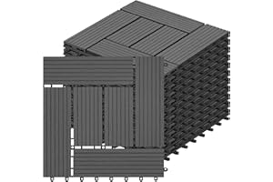 Laneetal WPC Fliesen 11er Set für 1 m², Balkonfliesen 30x30 cm, Terrassenfliesen Klicksystem, Klickfliesen Terrasse Balkon, Bodenfliesen Bodenbelag für außen, Grau