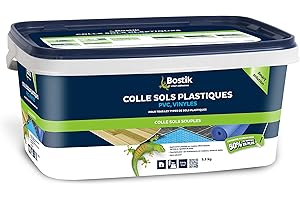 Bostik - Colle Sols Souples pour Plastiques, PVC, Vinyle - Intérieur - Prête à l'Emploi - Application Facile - Sans Solvant - Couleur : Clair - 1 Pot 3,5 kg