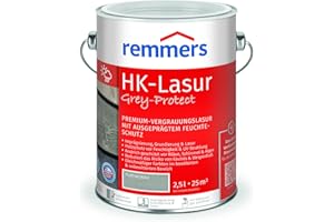 Remmers HK-Lasur 3in1 Grey-Protect platingrau, 2,5 Liter, Holzlasur aussen, 3n1: Imprägnierung, Grundierung & Lasur, Holzschutz vor Feuchtigkeit & UV-Strahlung