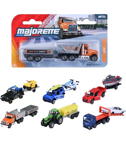 Majorette Trailer Ride Wild Racing 1:64 con 2 Auto in Metallo. Set di 3 pezzi con ruota libera. Licenze ufficiali. Spedizione casuale tra 4 Modelli. A partire da 3 Anni (8502003001