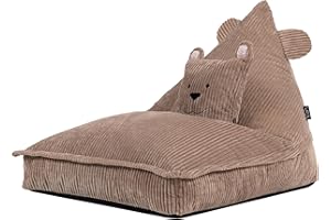 ‎ICON Icon Bertie Bär Sitzsack Kinder, Braun, Flauschiger Cord Stoff, Sitzsack Cord mit Füllung, Bequemer Kinder Sessel, Kuschelsessel, Lese Sessel, Schlafzimmer, Kinderzimmer, Spielzimmer