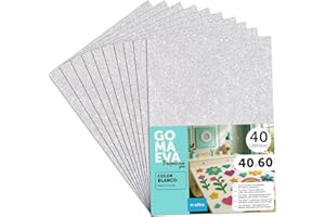 m-office Goma Eva de Purpurina para Manualidades, Goma Espuma de Colores para Proyectos Creativos, Ideales para Artes y Manualidades, uso Escolar o Profesional 40x60cm (Blanco Purpurina, 40 uds)