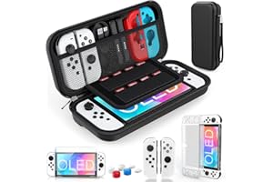 HEYSTOP Etui do Nintendo Switch Model OLED, Osłona na Przełącznik OLED Etui Przełącznik OLED Zestaw Akcesoria do Nintendo Switch OLED avac Ekran Szkło hartowane i uchwyty Pokrywa kciuk