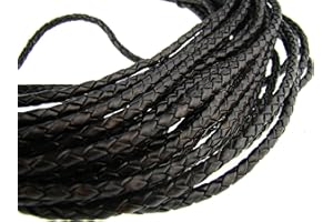 esnado Lederschnur Rund geflochten 4 mm. Antik Schwarz 2 m - Länge: wählbar