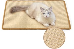 FUKUMARU Klösmatta för katt, 60 x 40 cm klösunderlag i naturlig sisal, horisontell klösmatta för golv, skyddar mattor och sof