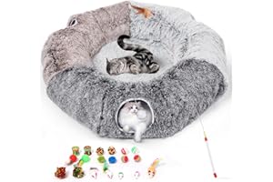 Odoland Katzentunnel XXL Katzenbett Faltbarer Pet Play Tunnel Interaktives Katzenspielzeug Spieltunel mit Ball Rascheltunnel für Indoor Kätzchen Welpen Kaninchen
