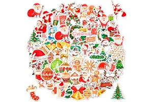 Rtinle 100 Pièces Autocollant Noel,Scrapbooking Noël Brillant Noël Décoration Stickers,Décoration Stickers Brillant DIY pour Cadeau Emballage Décoration pour Fête Noël Carte Enveloppe
