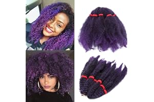 SEGO Afro Cochet Braids Kinky Curly Hair Bulk Extensions Marlybob warkocze szydełkowe splątane kręcone włosy czarne i fioletowe