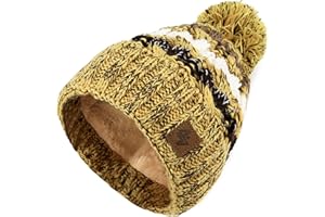 MOREFAZ NORDIC Bonnet d'hiver avec ponpon pour femme et homme