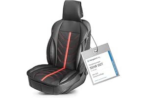 ‎WALSER Walser Premium Sitzauflage Auto Kimi, Sitzschoner Auto schwarz/rot, Vergleichssieger* Auto Sitzauflagen, Sitzbezug Auto Vordersitze, Schonbezug Autositz, Autositzauflage Vordersitze PKW/LKW
