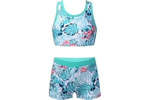 YUUMIN Enfant Maillots De Bain Shorty Fille 2 Pièces Tankini De Plage Imprimé Camouflage Débardeur Short De Bain Ensemble Natation Sport Swimsuit 3-16 Ans