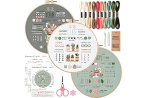 Smart-Feather 3 Sets Stickstich-Übungsset für Anfänger, grundlegende und fortgeschrittene Stickstiche, absolute Stickerei-Starter-Kits, Hand-Bastel-Set (Stitch)