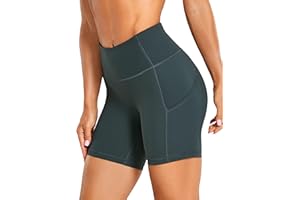 CRZ YOGA Mujer Pantalones Cortos Deportivos de Cintura Alta,Running Pantalones Cortos con Bolsillo Lateral-15.24cm