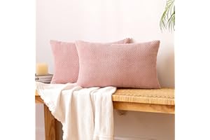 EMEMA Kordsamt Kissenbezug Dekorative Granulat Sofakissen Dekokissen Kissenbezüge Kissenhülle Couchkissen Überwurf Kissen Bezug Zierkissen für Couch Sofa Wohnzimmer 2er Set 40x60 cm Rosa