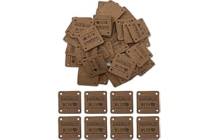 WiYould Etichetta in pelle sintetica realizzata a mano con etichetta in pelle sintetica in finta pelle lavorata a mano, decorazione a maglia, accessori per abbigliamento (LZ, marrone scuro)