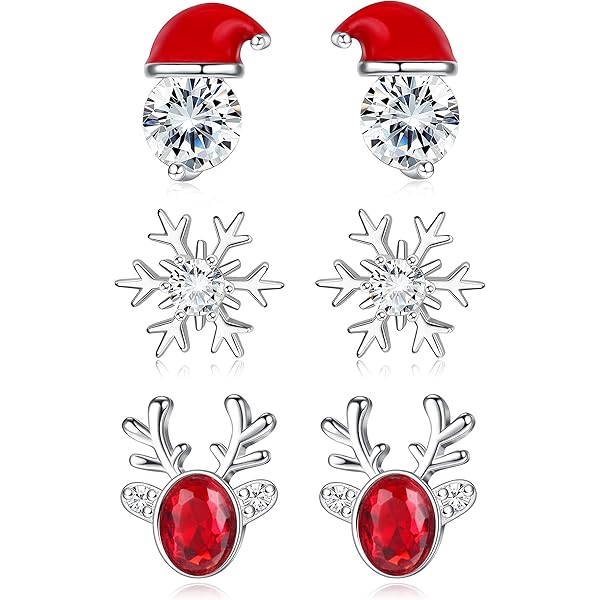 J. Endéar Boucles D'Oreilles De Noël En Argent 925, Boucles D
