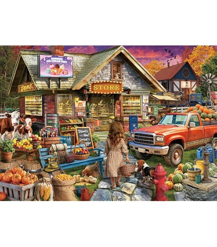 Vermont Christmas Company Camping in Autumn Puzzle 1000 Pieces - Autumn Theme Puzzle for Adults with Retro Campers, Random Shape and Fully Interlocking Pieces