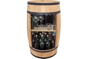 WEECO Barile in legno sbarra armadietto per vino Cantinetta Botte Tavolo Portabottiglie Piano Interno - Mobile Bar vintage portavini. Grande regalo - Portabottiglie In Legno, Mobile bar, Credenza bar