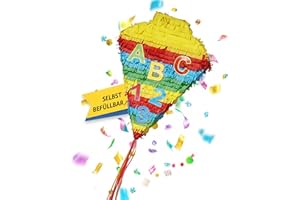 Party Factory – Pinata Schultüte bunt für Jungen & Mädchen zum Befüllen & aufhängen – Schlag-Piñata als Party Deko in 36x48 cm für Geburtstag & Mottopartys – Partyspiel Motiv-Pinjata für Kinder