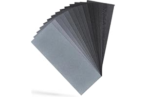 Sandphyrre Sandpaper Set, 14 Sheets 400 to 2000 Grit Fine Sand Paper, Wet and Dry Sandpaper for Wood, Walls, Glass, Plastic and Car Paintwork Sanding, 9 x 3.6 Inches