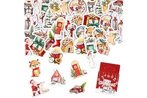 SHANFAA 46PCS Weihnachts Aufkleber,Weihnachtsspaß Aufkleber für Kinder Selbstklebende Aufkleber,Weihnachtsdekoration Viny Aufkleber für Weihnachts Scrapbook Aufkleber Set