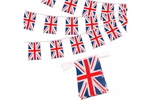 YAAVAAW Union Jack Flags Bunting British Bunting Oly 2024 Decorations 10m 30 Flags, Great Britain Bunting United Kingdom Flags Bunting Banner for Oly Games 2024 Sports Events Royal Party Decorations