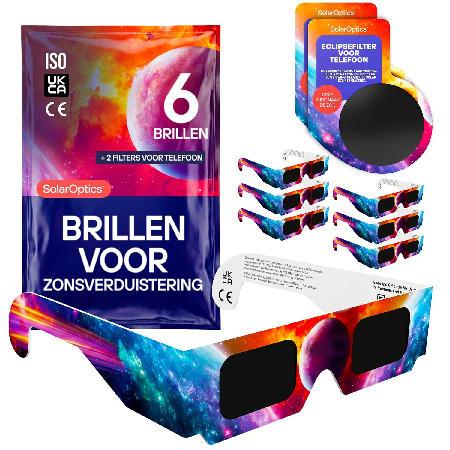 Zonsverduisteringsbrillen – ISO 12312-2 en CE & UKCA-gecertificeerd, veilige oogbescherming, observatie van de zon, AAS 2026, multipack