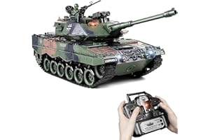 Supdex Carro Armato Telecomandato Leopard II, 1:18 RC Tank con Sparo BB, 15 Canali, Carro Armato Fumo e Suoni Realistici Carro Armato Radiocomandato, Modello di Carro Armato per Adulti e Bambini 6+