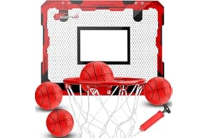 LNCOJOLM Indoor Mini Basketball Hoop Set for Boys Kids, Portable Mini Hoop with 4 Balls Over The Door Wall, Room Office Pool Basketball Toys