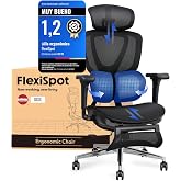 FLEXISPOT OC8 Desk Chair with Footrest, Ergonomic Desk Chair with Dual Wing Lumbar Support, 3D Headrest, 3-Level Backrest and