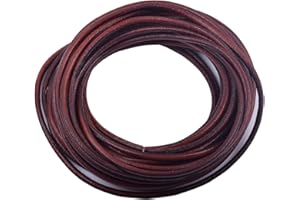 KONMAY 5 Yards Round Leather Cord Diameter 5 mm Distressed Brown