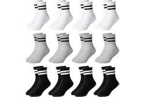 Moitiy 12 Paar Socken Jungen Tennissocken Kinder Kindersocken Jungen Mädchen Sportsocken Unisex Baumwolle Socken