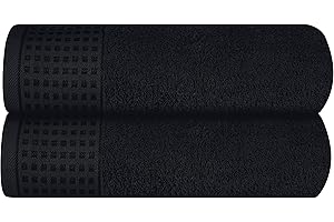 GLAMBURG Baumwolle 2er-Pack übergroße Badetücher 100 x 150 cm, große Badetücher, Ultra saugfähig, kompakt,Umweltfreundlich und 100% recycelbar, schnell trocknendes und leichtes Handtuch — Schwarz