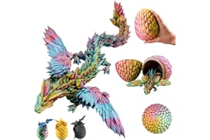 KAHAUS 3D Drache mit Flügeln im Ei – 23 cm Drachenfigur mit 12 cm Ei | Rot-Gelb-Grüner Überraschungsdrache | Bewegliche Fantasy Spielzeug- & Sammelfigur für Kinder | Geschenkidee