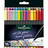 Faber-Castell Grip Finepen İnce Ke&ccedil;e U&ccedil;lu Kalem Seti, 30&rsquo;lu, Pastel ve Neon Renkler, 0.4 mm Hassas U&ccedil;, Metal Destekli, Ergono