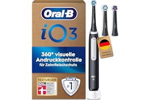‎ORAL-B Oral-B iO Series 3 Plus Edition Elektrische Zahnbürste — Electric Toothbrush, Inkl. 3 Aufsteckbürsten, 3 Putzmodi für Zahnpflege — Designed by Braun, TESTSIEGER Stiftung Warentest (12-2024), Schwarz