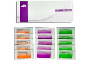 MJW Fili di sutura - 15 pezzi Filo di pratica di sutura ideale per gli studenti Pratica di sutura - Suture da allenamento intrecciate e monofilamento 4/0