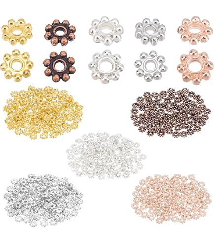 PH PandaHall 328pcs Capuchons de perles, 12 styles Perles de Fleurs Coupelle Perle pour Bijoux Embouts de Perle en Laiton et Alliage pour Boucles D'oreilles Bracelets Colliers, Or/Argent