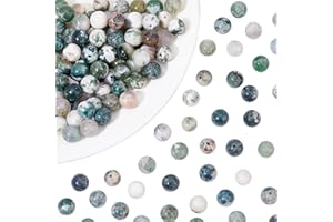 NBEADS 120Pz 8mm Perline di Agata Albero Naturale, Perline di Pietra Naturale per La Fabbricazione di Orecchini con Bracciale Collana Fai da Te, Foro: 0.8 mm