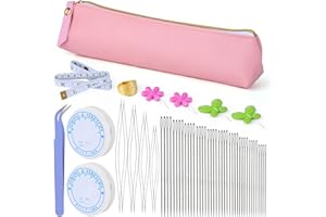 DEUDY 60 Pièces Aiguilles à Perles, Aiguilles à Perles de Grands Yeux, Aiguilles pour Enfiler Aiguilles à Broder avec Rouleaux Fil Elastique Pince à Épiler pour Artisanat et Fabrication de Bijoux