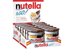 Nutella & Go - Snack Monoporzione con Croccanti Grissini e Nutella, Senza Conservanti e Grassi Idrogenati, Merenda ideale per le Pause Quotidiane, 12 Confezioni da 48 gr