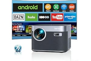 Proyector 【Android TV & Auto Focus/Keystone】 Proyector4K Soporte 35000 Lúmen WiFi Bluetooth TOPTRO Full HD 1080P Nativo Proyector Cine En Casa con Función Zoom Antipolvo para Movil USB HDMI Ethernet