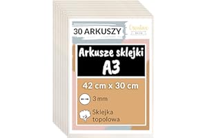 Creative Deco 30 x A3 Sklejka z Topoli | 420 x 300 x 3mm | Płyty ze Sklejki do Majsterkowania i Prac Manualnych | Idealna do Pirografii, Cięcia Laserem, Modelarstwa, Frezowania, Ploter CNC, Wyrzynarka
