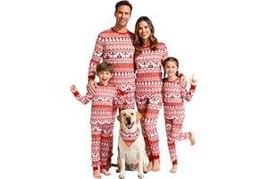 LUSLOVE Matching Christmas Pyjamas for Family - Xmas Pjs Set Soft Long Sleeve Nightwear for Women Men Kids