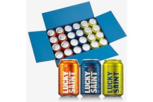 LUCKY SAINT Lager, IPA & Lemon Lager Mixed Pack, Case of 24 x 330ml | Non Alcoholic Beer, 0.5% ABV, Low Sugar, Low Calories, All Natural Ingredients