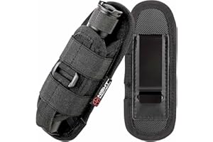 NP NIGHT PROVISION TH2 Series Compact Tactical Flashlight Holster with Metal Belt Clip, Stretchable Holder for Police, Military, Security Belt