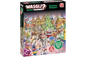Wasgij Weihnachtspuzzle Adventskalender 2025, Rentier Raserei - Tägliches Puzzleset, 24 Tage Puzzle, 54-teilige Puzzles für Erwachsene 100 Prozent recycelter Karton für Erwachsene Festlicher Countdown