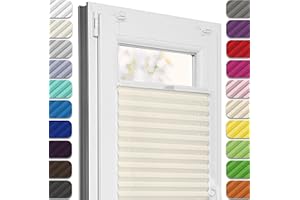 Estika® Plissee ohne Bohren, Premium Klemmfix - 125cm Breite x 150cm Höhe - Elfenbein - Metal pliseehalter ohne Bohren, Modern sichtschutz für Fenster, Jalousien Fenster ohne Bohren